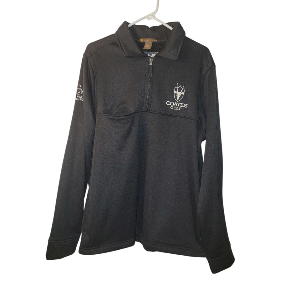 Harriton Quarter-Zip COATES Golf Fleece Pullover, Sweatshirt, L, Black, EUC